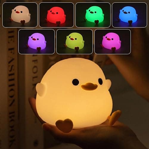 IFTHFOUR DoDo Duck Night Light, LED Cute Silicone Dimmable Nursery Lamp, Touch Sensor Lamp, RGB & Warm White Light for Kids, Bedrooms, Dorm Decor, and Gift Ideas(Battery) - Image 1