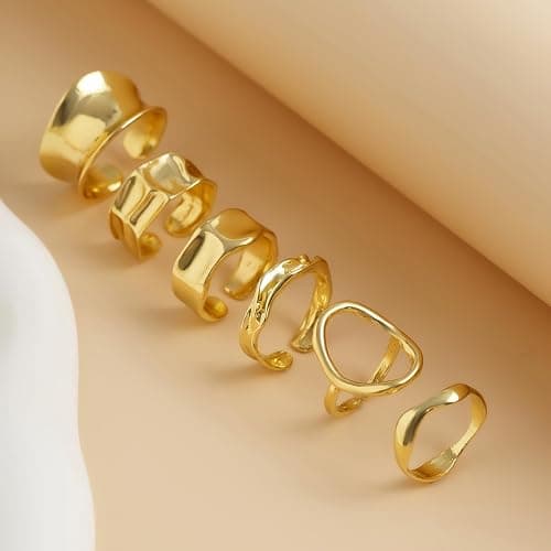 ONBRIG Rings for Women Chunky Rings Set Adjustable Thick Rings Big Large Stackable Ring for Women Bold Thick Statement Ring Trendy Chunky Jewelry thumbnail 7