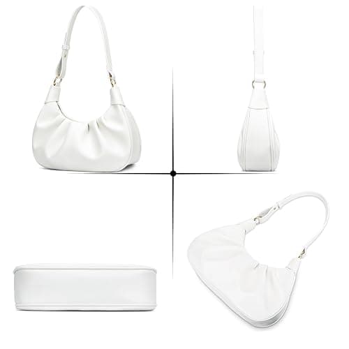 KKXIU Shoulder Bag Crescent Handbag Ruched Purse Underarm Bag Mini Hobo for Women,Detachable Gold Chain Crossbody Bag thumbnail 6
