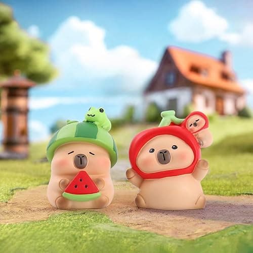 Capybara Action Figure,Cute Brown Capybara Theme Mystery Bag Random Design Surprise Bag Mysterious Collectible Home Decorations,Desk Accessories Holiday Birthday Gifts -Fruit (Single Box) thumbnail 6