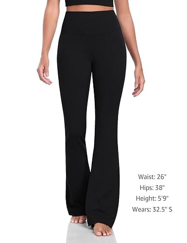 HeyNuts Harmony Flare Leggings 29"/30.5"/32.5"/34.5", High Waisted Tummy Control Wide Leg Bootcut Yoga Pants Lounge Soft thumbnail 2