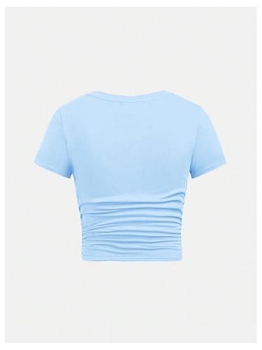 SOLY HUX Girl's Short Sleeve Crew Neck Slim Fitted Basic T-Shirts Summer Tops with Hair Ties thumbnail 2