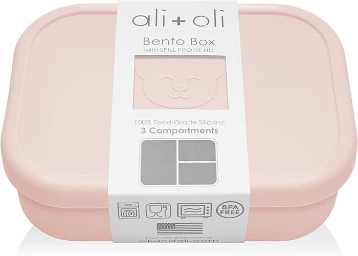 Ali+Oli Silicone Bento Box for Kids, Baby Lunch Box, BPA-Free, Spill-Proof | Daycare, Preschool, Food separation, Portion control, Snack storage, Travel-friendly, Easy cleaning, Toddlers - Image 1