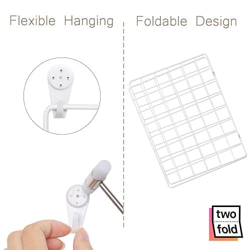 Kakivan Wire Wall Grid Panel for Photo Display, DIY White Iron Picture Frames Collage for Hanging Wall Decor, Foldable Multi Pictures Organizer with 12 Clips, 31'' X 24'' Inch. (2 Pack) thumbnail 6