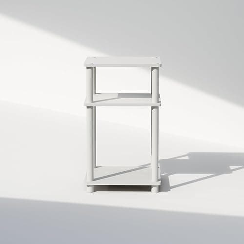 Furinno Just Turn-N-Tube Open Storage Nightstand, 1 Pack, 3-Tier, White/White thumbnail 4