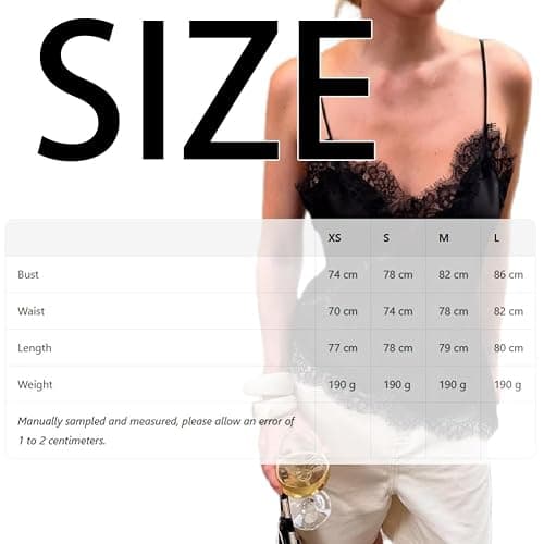 Women Lace Trim Satin Tank Top V Neck Silk Camisole Tops Asymmetrical Backless Spaghetti Strap Tank Shirts Date Outfits thumbnail 2