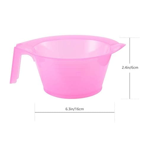 KALLORY Hair Color Mixing Bowl, 3pcs Plastic Hair Dye Bowl with Handle Color Mixing Tint Bowl Hair Color Mixing Tool for Salon Hairdressing, Pink thumbnail 3