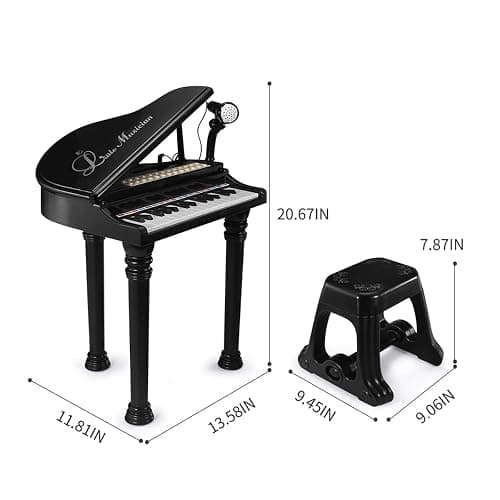 Losbenco Kids Piano Keyboard Toy, Toddler Electronic Musical Instrument Educational Toy with Microphone, Multiple Sounds, Record Playback, Lights & Stool, Birthday Gift for 3 4 5 6 7 Years Old Girls thumbnail 2