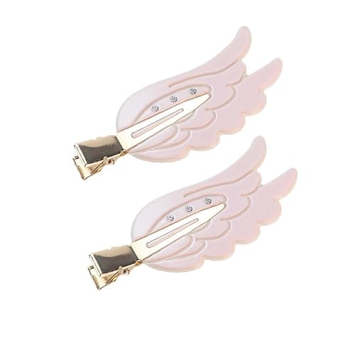 2 Piece Angel Wing Hair Clips with Rhinestones Pink Creaseless Hair Clips for Women Cute Wing Hairpins Kawaii Cartoon Barrettes Cute Y2K Makeup Accessories - Image 1