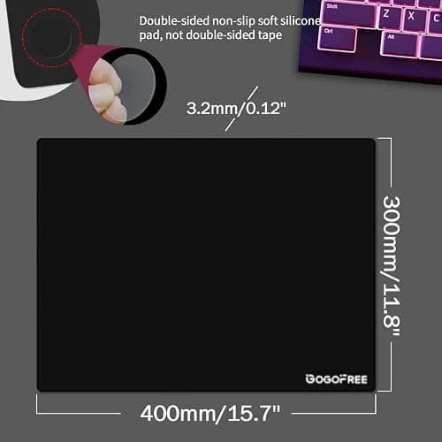 Glass Gaming Mouse Pad, Professional Esport Tempered Glass Mouse Pad Ultra-Smooth Micro-Etched Surface for Top Speed and Control,Hard Mousepad Black (15.7'' x 11.8'') thumbnail 3