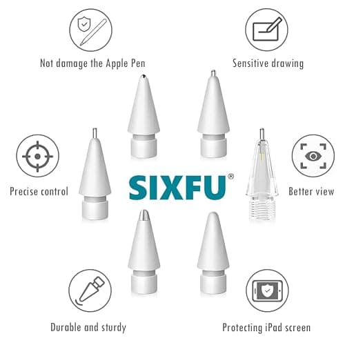 SIXFU Replacement Pencil Tips for Apple Pencil, Multiple Durable iPencil Tip Nibs Accessories for iPad Pro/Apple Pencil Pro/USB-C/ 1st Gen/ 2nd Generation (6 PCS) thumbnail 4