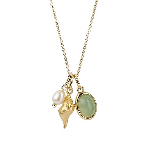 Cliory Adjustable Pearl Necklaces 14k Gold Plated Necklace Natural Pearl Shell Necklace Waterproof Pendant Jewelry for Women and Gift - Image 1
