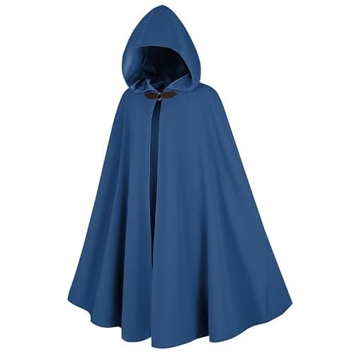 Hewlaud Medieval Cloak with Hood Renaissance Hooded Cape for Women Men | Medieval Hooded Cloak with Metal Clasp,Polyester Material, Machine Wash Care,Suitable for Halloween,Cosplay and parties thumbnail 3
