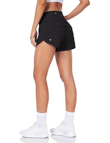 HeyNuts Focus Running Shorts for Women, High Waisted Athletic Shorts Lined Workout Shorts with Zipper Pocket 4" - X-Small - Black thumbnail 2