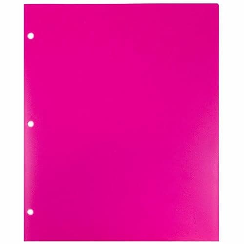 JAM PAPER Heavy Duty Plastic 3 Hole Punch Pocket Folders - Extra Tough School Folders - Fuchsia Hot Pink - 3/Pack thumbnail 4