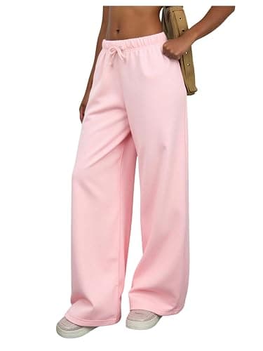 RoseSeek Girl's Sweatpants Drawstring Waist Wide Leg Pants Casual Athletic Trousers - Image 1