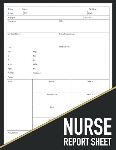 Nurse Report Sheet Notebook: Nursing Report Sheets Notebook - Image 1