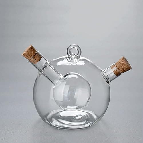 WINIAER 2 in 1 Oil and Vinegar Dispenser Cruet Bottle, Kitchen Supplies Glass Olive Oil and Balsamic Vinegar Cruet Bottle with Cork Stoppers, Hand-blown Glass Jar (Ball Shape) thumbnail 8