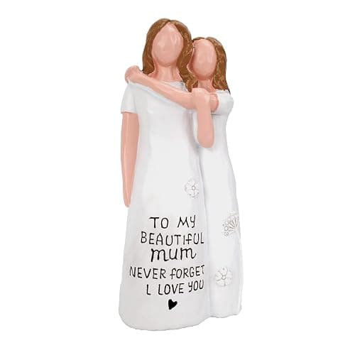 QBEJIME Gifts For Mum, Hand-Painted Mother Daughter Figurine, Mothers Day Mum Gifts, Mum's Birthday Gift From Daughter, Presents For Mummy On Christmas, Valentine's Day, Mother's Day - Image 1