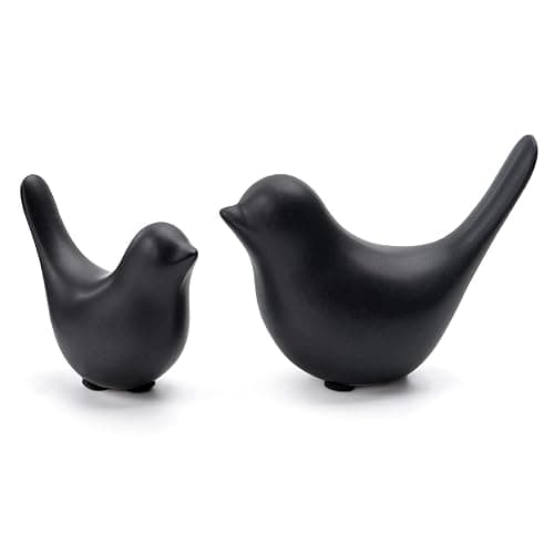Notakia Small Birds Statues Home Decor Modern Style Decorative Ornaments for Living Room Decor, Bedroom, Office Desktop, Cabinets (Black 2Pcs Birds) - Image 1