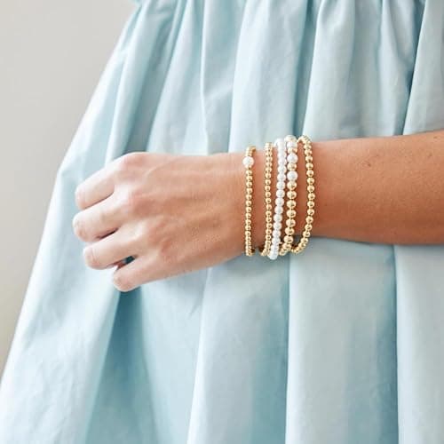 SHINUS BOHO 14K Gold Pearl Beaded Cross Bracelets Stack Set for Women,Stretch Boho Colorful Christian Beads Ball Jewelry Trendy Gift thumbnail 2