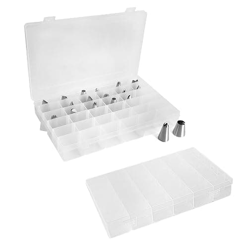 2 Pack Piping Tip Organizer Box, 36 Grids Storage Container with Adjustable Dividers, Made with Clear Plastics, Compartment Container for Cake Decorating Tools, Baking Tools, Jewelry, Beads and Crafts - Image 1