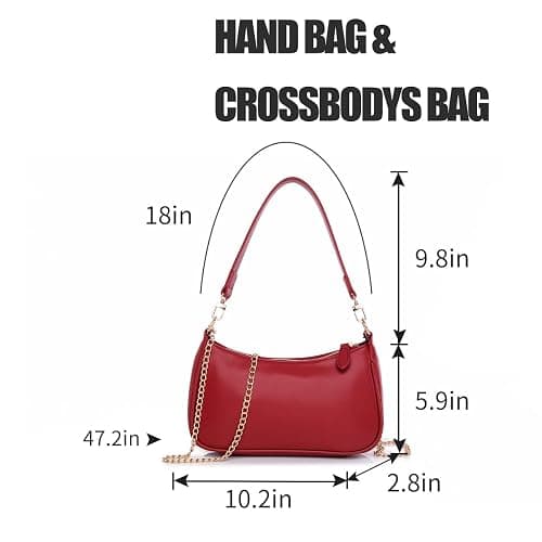 Shoulder Bag for Women with 2 Removable Straps and Zipper Closure Crossbody Bags Clutch Tote HandBags Purses thumbnail 2