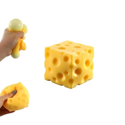Cheese Cube Squishy, Fake Cheese Squeeze Block, Stress Relief Simulation Toy, Anxiety Sensory Stress Squishy Hand Toy, Soft Cheese Squishy Stress Balls, Classroom Prizes, Calming Adults Fidget Toys - Image 1
