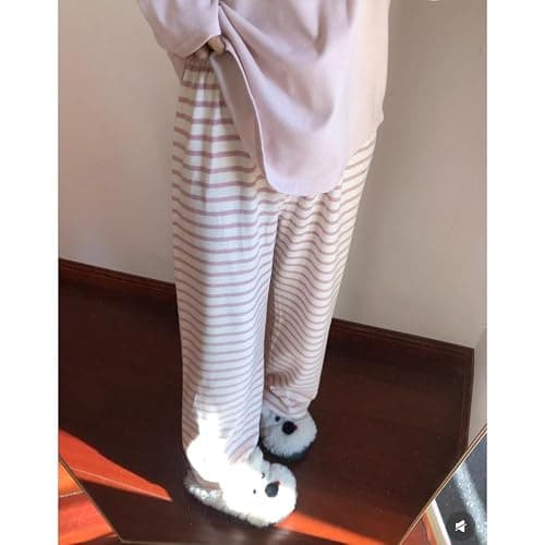 Xojbzoo Y2K Kawaii Pink Striped Casual Straight Leg Pants for Women Fashionable Loose Wide Leg Sports Pants thumbnail 2