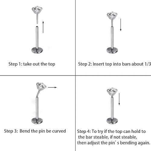 16G Flat back Earring Stud ASTM F136 Titanium 6mm 8mm Push In Fit Threadless Dainty Cartilage Piercing Jewelry for Women for Tragus Helix Rook Conch Lobe Lip thumbnail 7