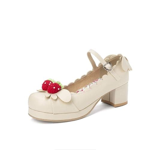Elyffany Women's Cute Lolita Cosplay Shoes Mid Chunky Heel Mary Jane Pumps thumbnail 2