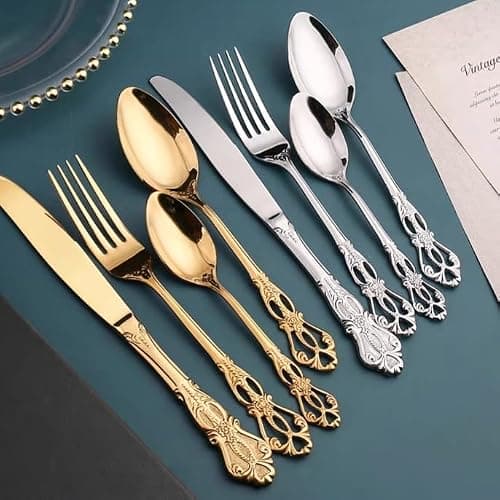 Will Like Besteckset für 1 Person, 5-teilig, hochwertig, spülmaschinenfest, inklusive Steakmesser/Gabel/Löffel, ideal für Zuhause, Küche, Restaurant (Silberbesteck) thumbnail 3