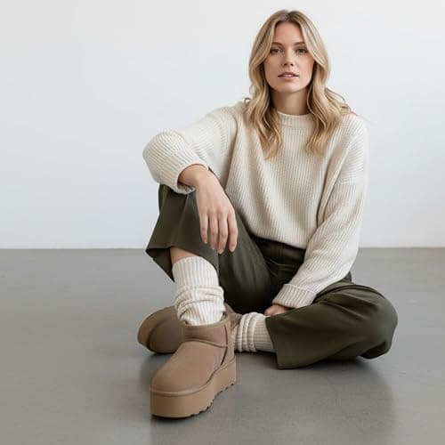 CUSHIONAIRE Hippy Women’s Platform Ankle Boots – Genuine Suede, Faux Fur Lining, Cozy Winter Slip-On Design, Comfortable Footwear with Wide Widths Available thumbnail 3