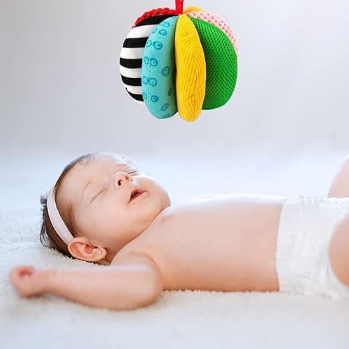 8-in-1 Sensory Balls for Infant Toddlers,Rainbow Fabric Baby Toy for Sensory Development,Montessori Toys for Babies 6-12 Months,8 Different Sensory Tactile Textures with Crinkle Rattle Squeakers thumbnail 9