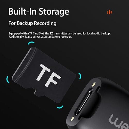 hohem MIC-01 Wireless Lavalier Microphone, 3-Level Noise Cancelling Built-in TF Card Slot Remote Shutter Control Clip On/Magnet Mic for Smartphone Camera Laptop Tablet thumbnail 3