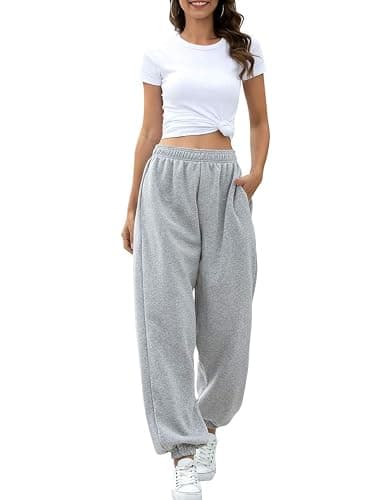 HeSaYep Women's High Waisted Sweatpants Workout Active Joggers Pants Baggy Lounge Bottoms thumbnail 4