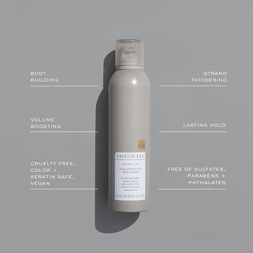 Kristin Ess Hair Instant Lift Volumizing Mousse with Castor Oil - Boosts Volume + Thickens, Body Building, Lasting Hold, Non Sticky, For Curly, Wavy + Straight Hair, 8.1 Oz thumbnail 5