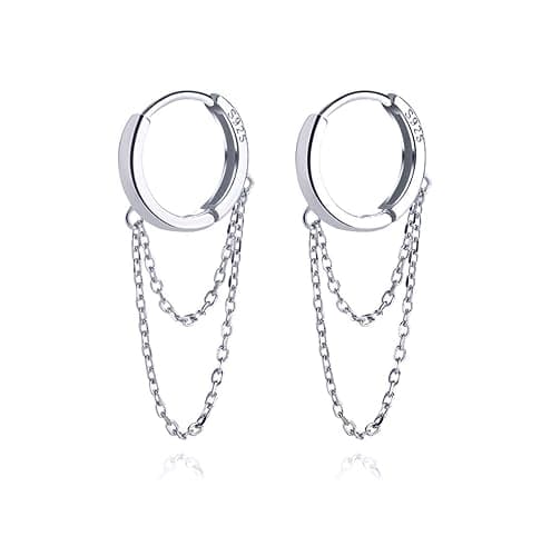 SLUYNZ 925 Sterling Silber Creolen Ohrringe Kette für Damen Frauen Hängend Ohrringe - Image 1