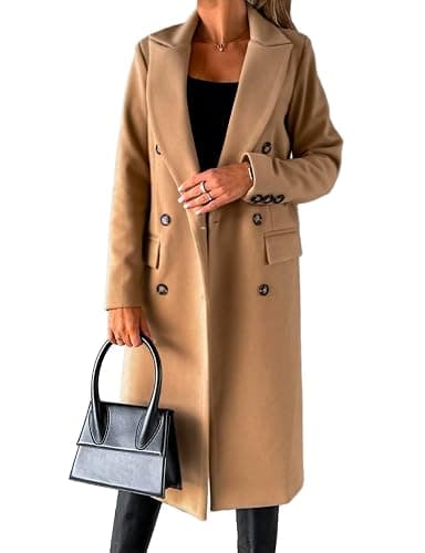 IDEALSANXUN Womens Long Wool Coat Double Breasted Trench Coat Fall Winter Clothes - Image 1