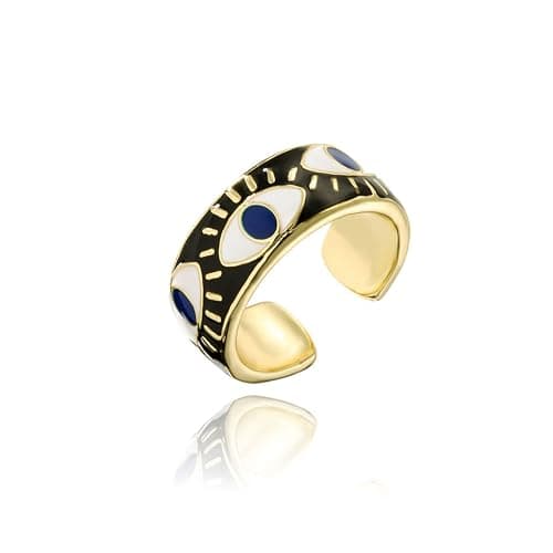 TKMIRA Chunky Gold Rings for Women Non Tarnish Evil Eye Ring Stackable Open Rings Trendy Statement Women Rings - Image 1