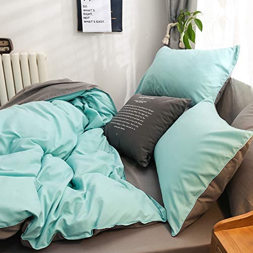 Damier Bettwäsche 135×200cm Türkis Grün Grau Wendebettwäsche Set 2 Teilig Superweiches Microfaser Deckenbezug Bettbezug mit Reißverschluss und 1 Kopfkissenbezug 80 × 80 cm thumbnail 5