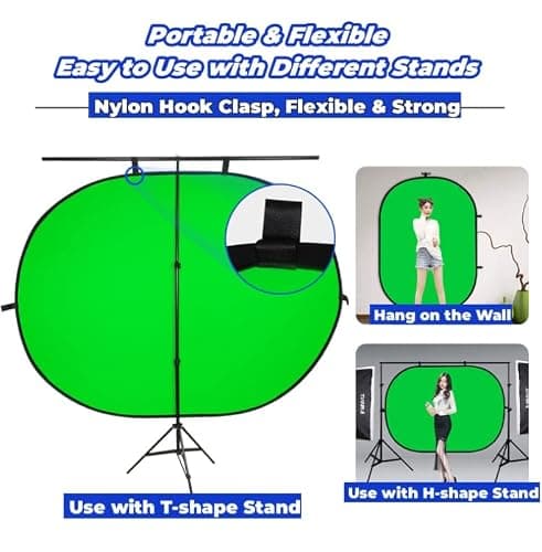 Blue Green Screen Backdrop Double Sided Collapsible Greenscreen Backdrop with Carrying Bag,Portable Pop Up Green Screen Background for Streaming Webcam 39.4 * 59.1" thumbnail 4