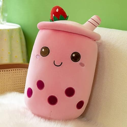 2 Pack Bubble Tea Plush Cute Stuffed Animal Stuffy Milk Cup Plushie Pillow, Soft Kawaii Ice Cream Cupcake Toys Gifts for Kids (Pink & Green) thumbnail 2