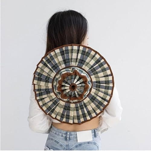Women's Straw Reversible Pleated Sun Hat,Foldable Wide Brim Beach Hat,Summer Outdoor Travel UV Protection Beach Hats thumbnail 4