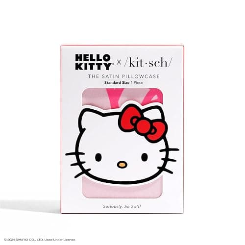 Kitsch x Hello Kitty (Pink Kitty Faces) - Satin Pillowcase with Zipper for Hair and Skin, Softer Than Silk Pillow Case, Cooling Pillow Cover, Machine Washable, Queen/Standard (19x26) thumbnail 4