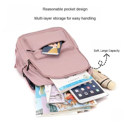 School Bags for Girls, Lightweight Backpack School Bags for Girls Secondary School, Waterproof Rucksack Aesthetic School Backpacks Casual Daypack for Kids, Women, Men, College Travel Work Bag - Black thumbnail 3