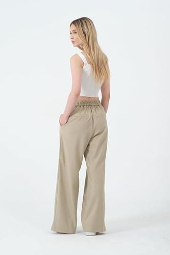 Wide Leg Work Pants Women’s Elastic High Waisted Casual Office Dress Pants Trousers with Pocket Normal and Plus Size Slacks thumbnail 6