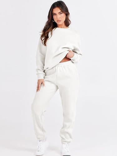 ANRABESS Women's Two Piece Outfits Sweatsuit Lounge Set Long Sleeve Crewneck Sweatshirt Jogger Pants Tracksuit 2025 Fall Sets thumbnail 3
