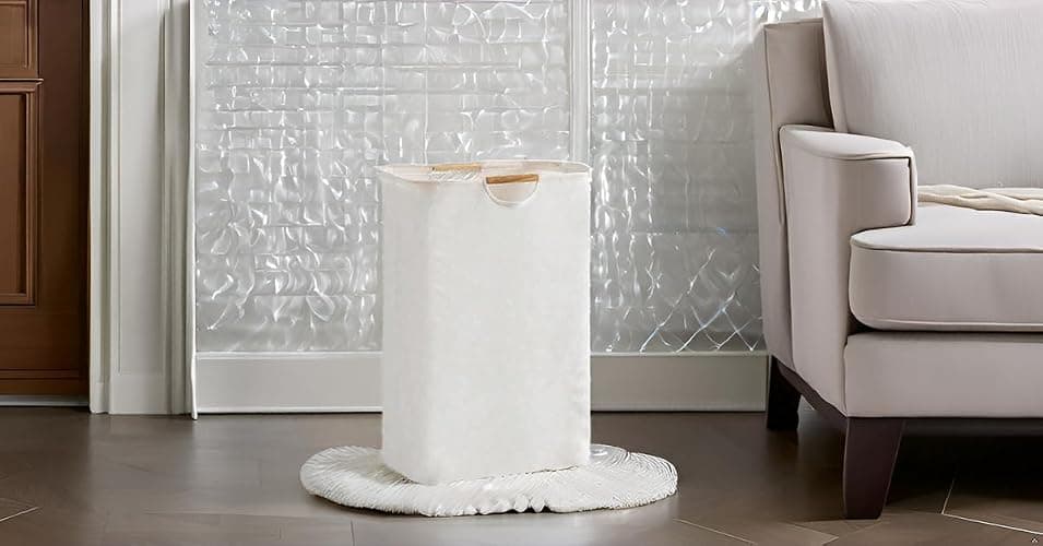 YHZHEN 72L Laundry Basket, Collapsible Laundry Hamper with Handle, Large Laundry Basket Hamper for Clothes, Travel,Towels＆Toys in the Family and Dorm, White thumbnail 5