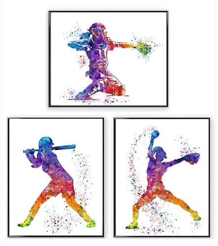 Softball Posters for Teen Girls Bedroom Decor, Softball Pictures Wall Decor,Softball Art Wall Decor, Softball Room Decor for Teen Girls, 8" X 10" - UNFRAMED - Image 1